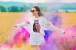 T-shirt with ruffled sleeves